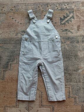 Jacadi Paris Baby dungarees in striped twill - white/blue